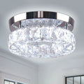 Diisunbihuo 9.8" Crystal Flush Mount Ceiling Light Fixtures LED Round Mini Chandelier Light Fixture Ceiling Lamp for Kitchen Hallway Foyer 15 W 6000K