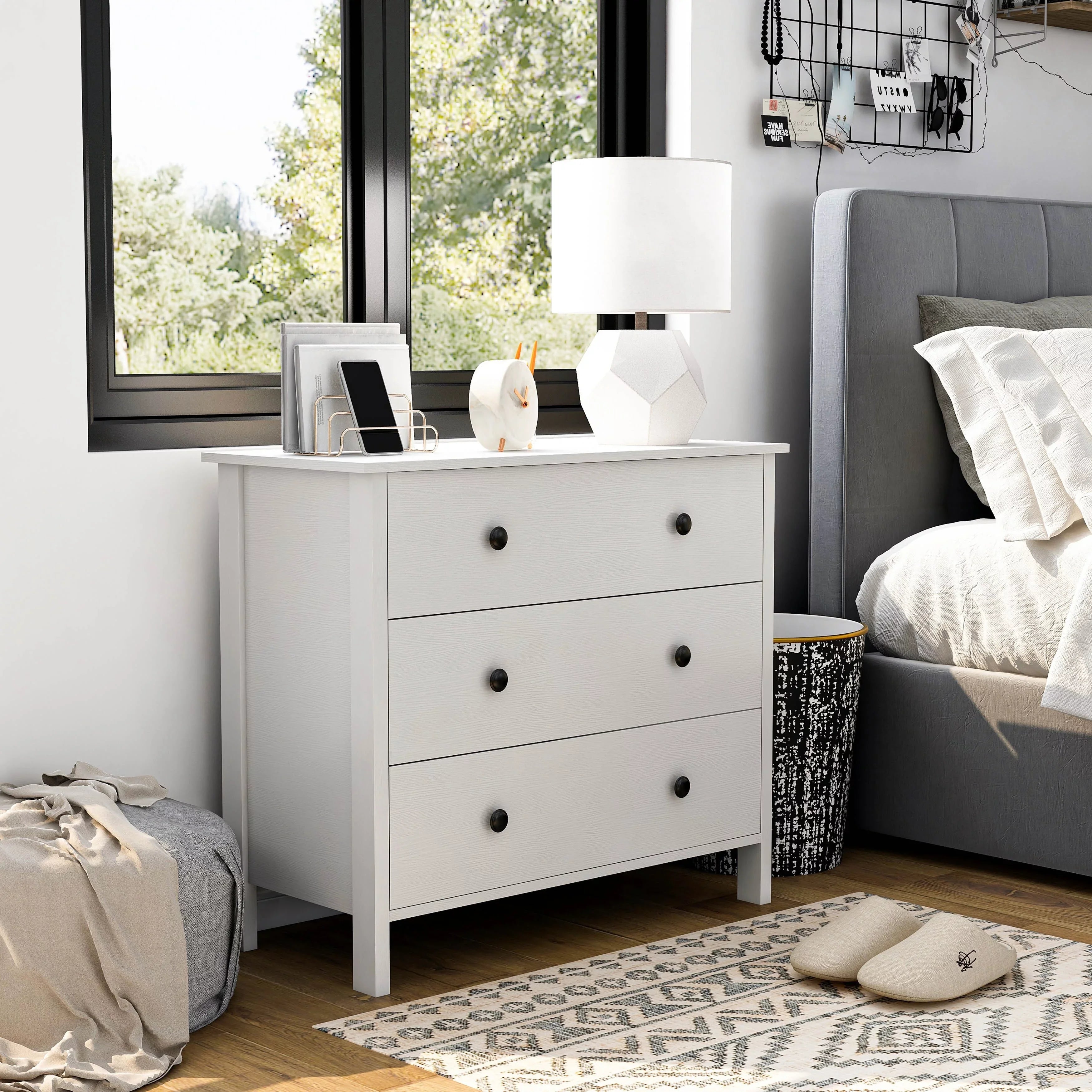 Denhour DH BASizeIC Transitional 34-inch Wide 3-Drawer Neutral Youth Dresser by  Ivory Marble