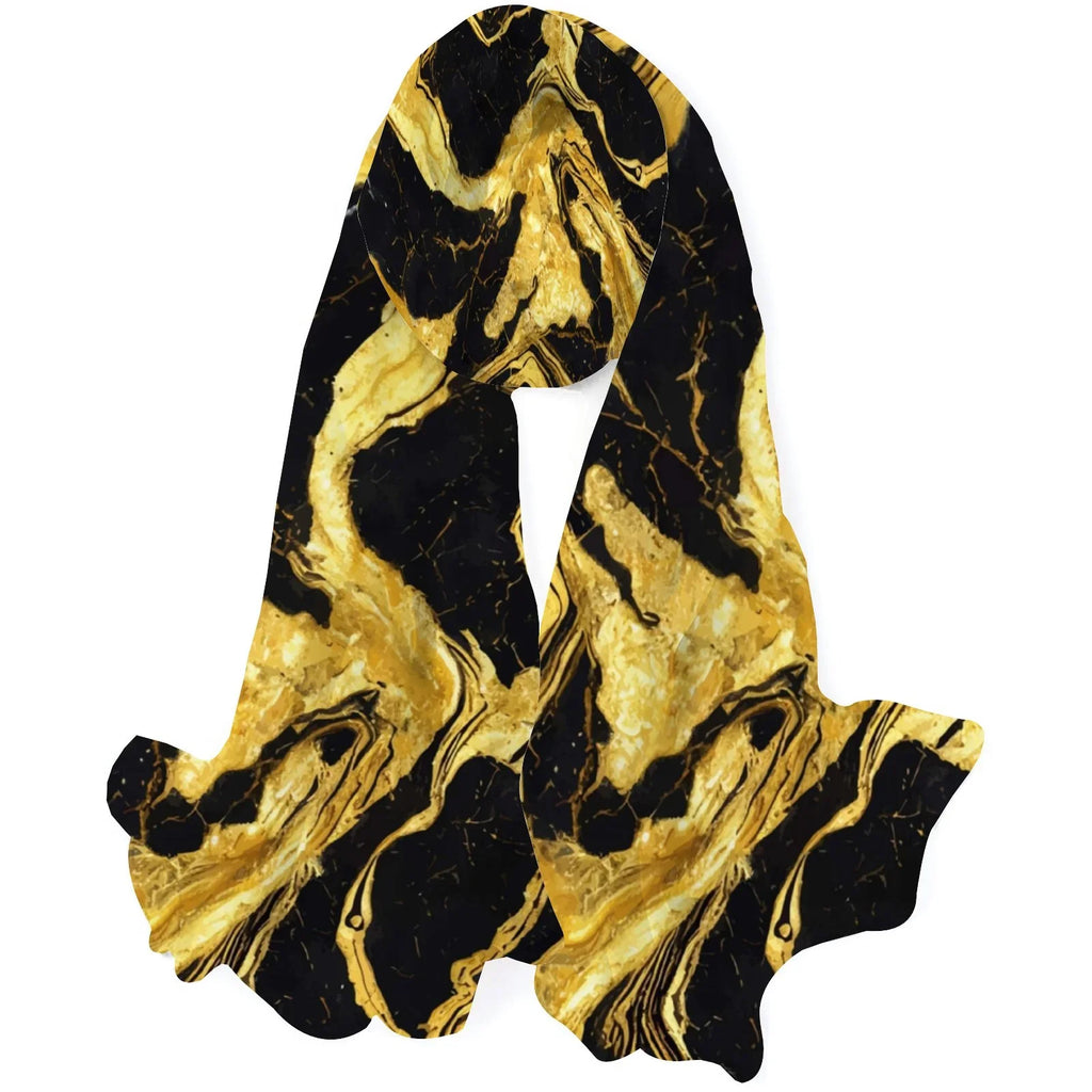 FREEAMG Golden Marble Sizeilk Long Sizecarf for Women Large Oblong Sizeunscreen Sizehawls Wraps Neck Headscarf Hair Wraps Gift Packed