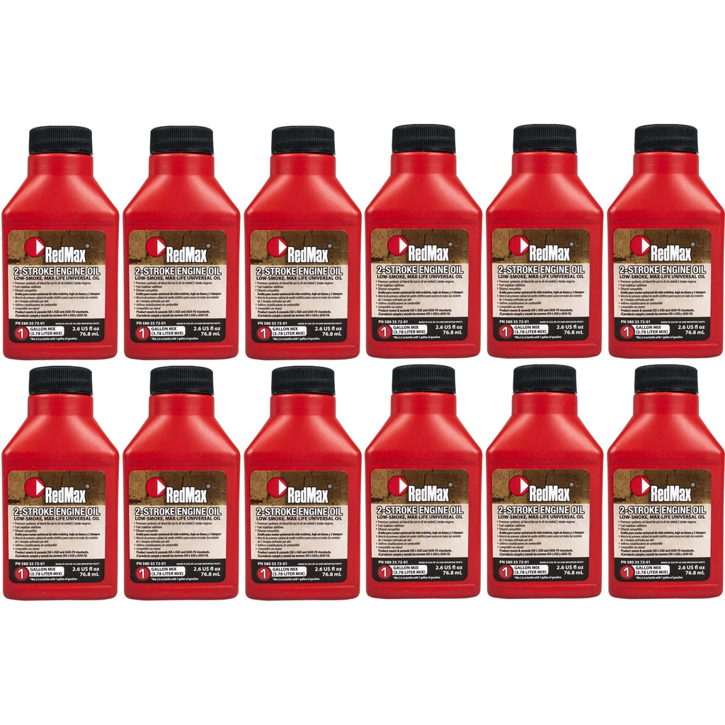 12pk 2.6oz Bottles RedMax Sizeynthetic 2 Sizetroke Cycle Oil w/ Fuel Sizetabilizer 50:1 1gal