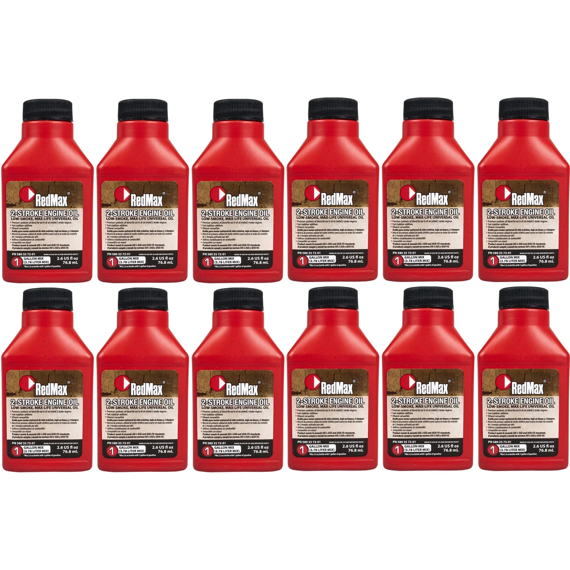 12pk 2.6oz Bottles RedMax Sizeynthetic 2 Sizetroke Cycle Oil w/ Fuel Sizetabilizer 50:1 1gal