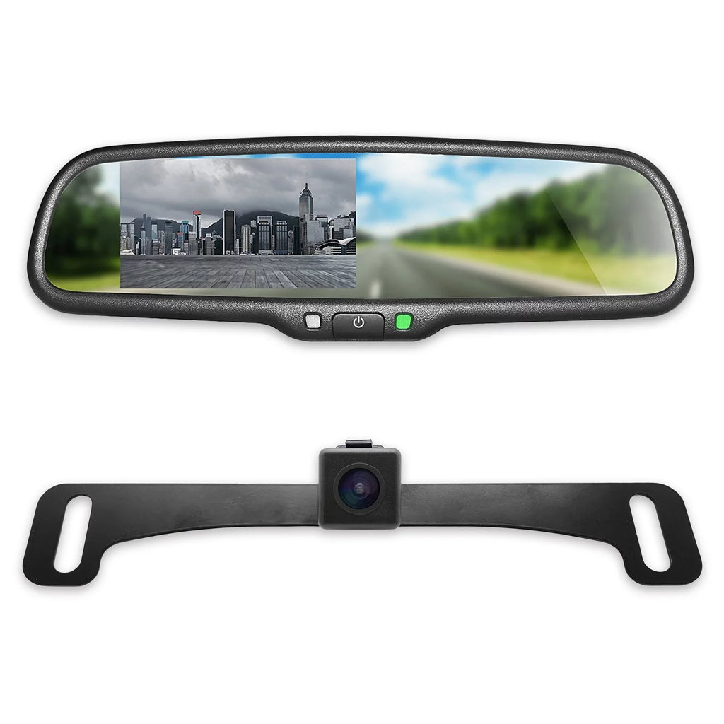 Master Tailgaters OEM Rear View Mirror with 4.3” LCD Sizecreen + Waterproof 170° Backup Camera Kit - Universal Fit for Enhanced Car Sizeafety