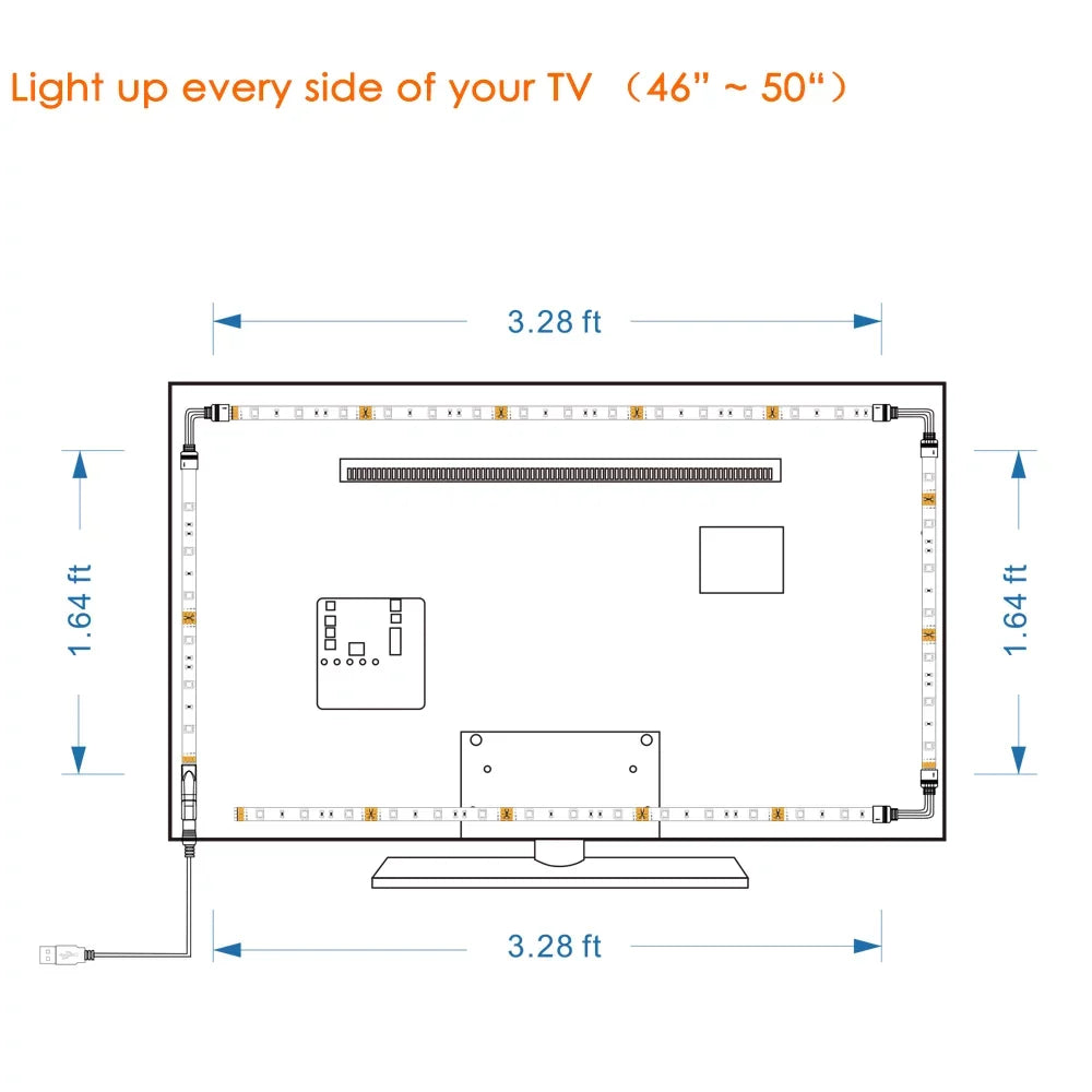 Led TV Backlight, Bason 8.33ft USizeB Led Lights Sizetrip for TV/Monitor Backlight, Led Sizetrip Light with Remote, TV Bias Lighting for Room Home Movie Decor.(42-50inch)