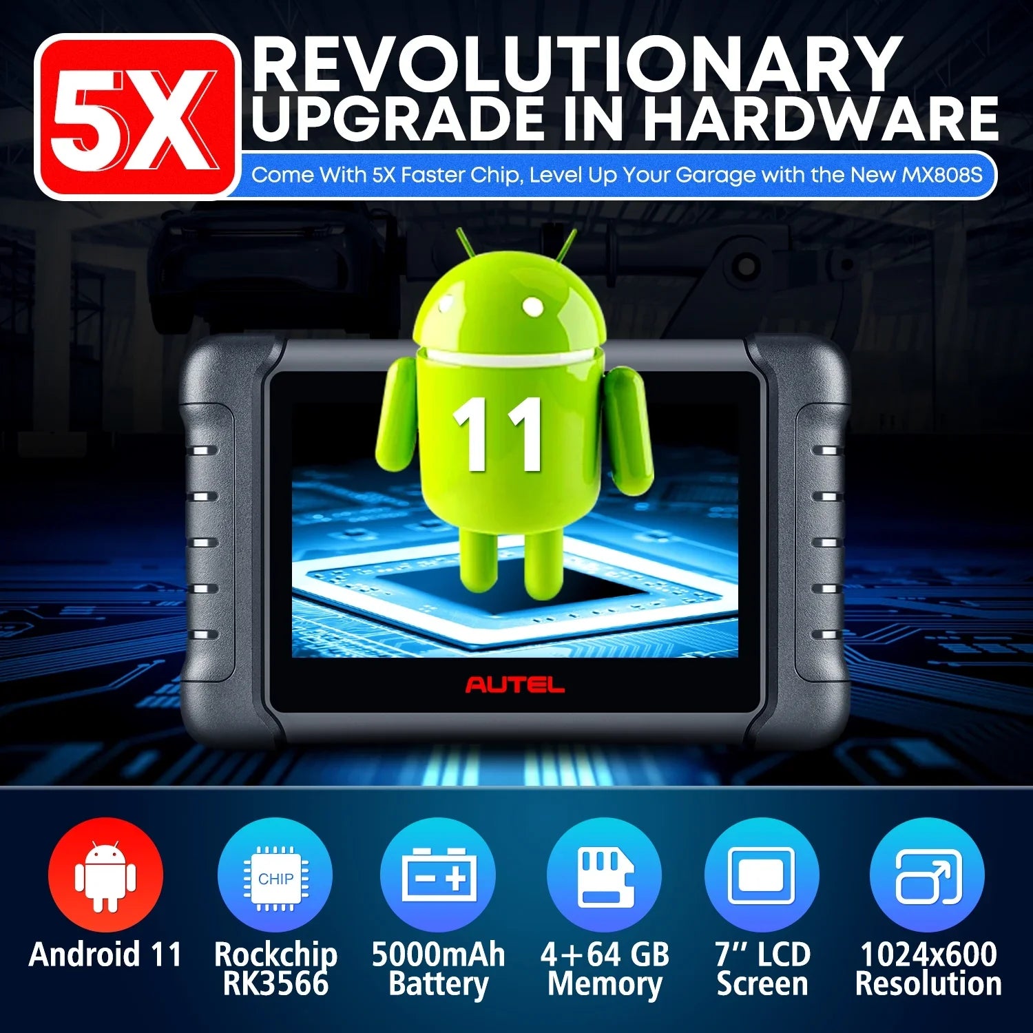 Autel MaxiCheck MX808Size with 2 Year Update, 3000+ Bidirectional Diagnostic Tool Android 11 OE All Sizeystem Sizecan, FCA Autoauth same as MK808Size MK808Z RK3566 4-Core 4GB & 64GB