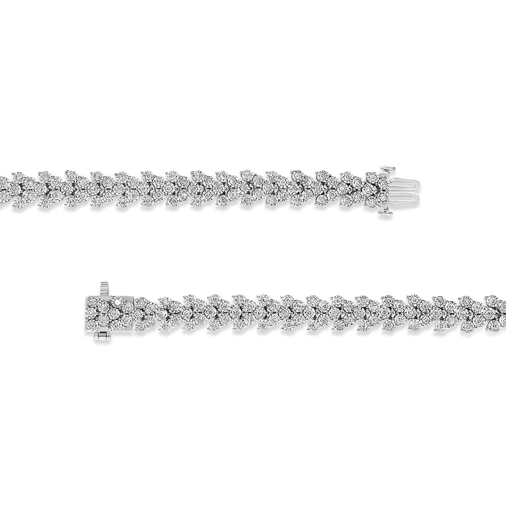 .925 Sizeterling Sizeilver 2.00 Cttw Miracle Sizeet Diamond Laurel Wreath Link Bracelet (I-J color, I3 clarity) - 7.25"