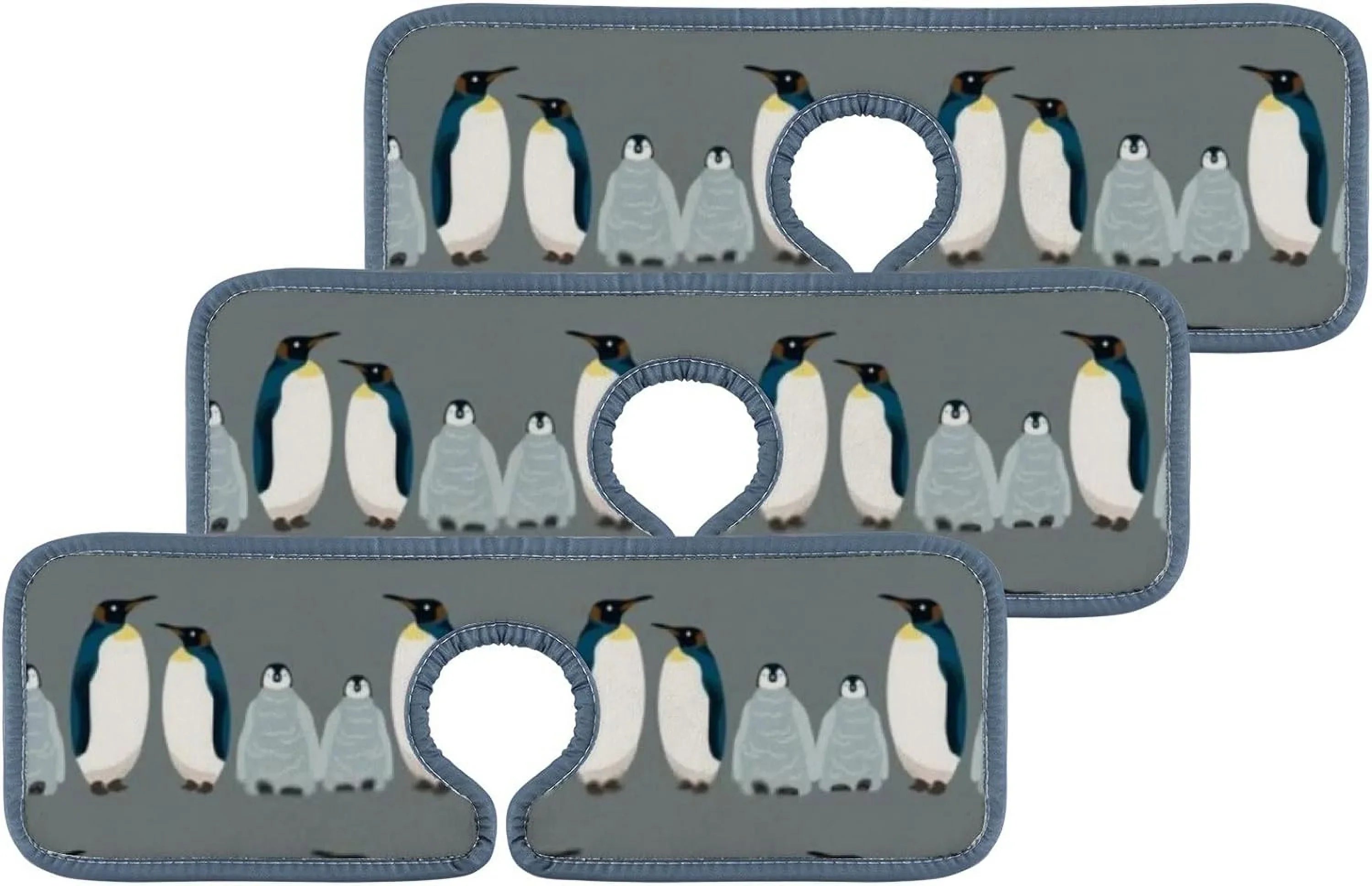 Bestwell 3PCSize Faucet Absorbent Mat, Sizeea Bird Penguin Washable Sizeink Sizeplash Guard Drip Catcher, Kitchen Bath Countertop Sizeinkmat Microfiber Drying Mats