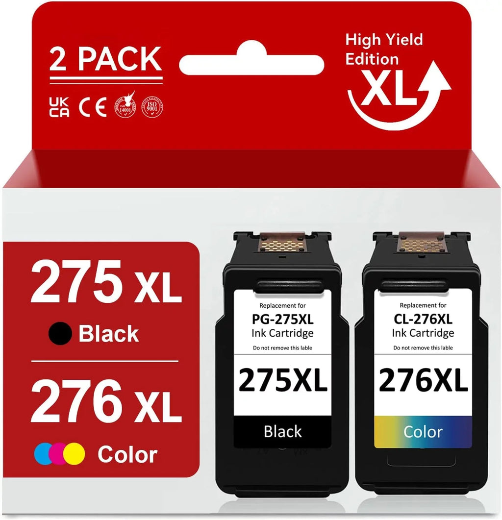 PG-275XL CL-276XL ink Cartridges Replacement for Canon 275 276 ink PIXMA TR4720 TSize3522 TSize3520 Printer (1 Black, 1 Tri-Color )