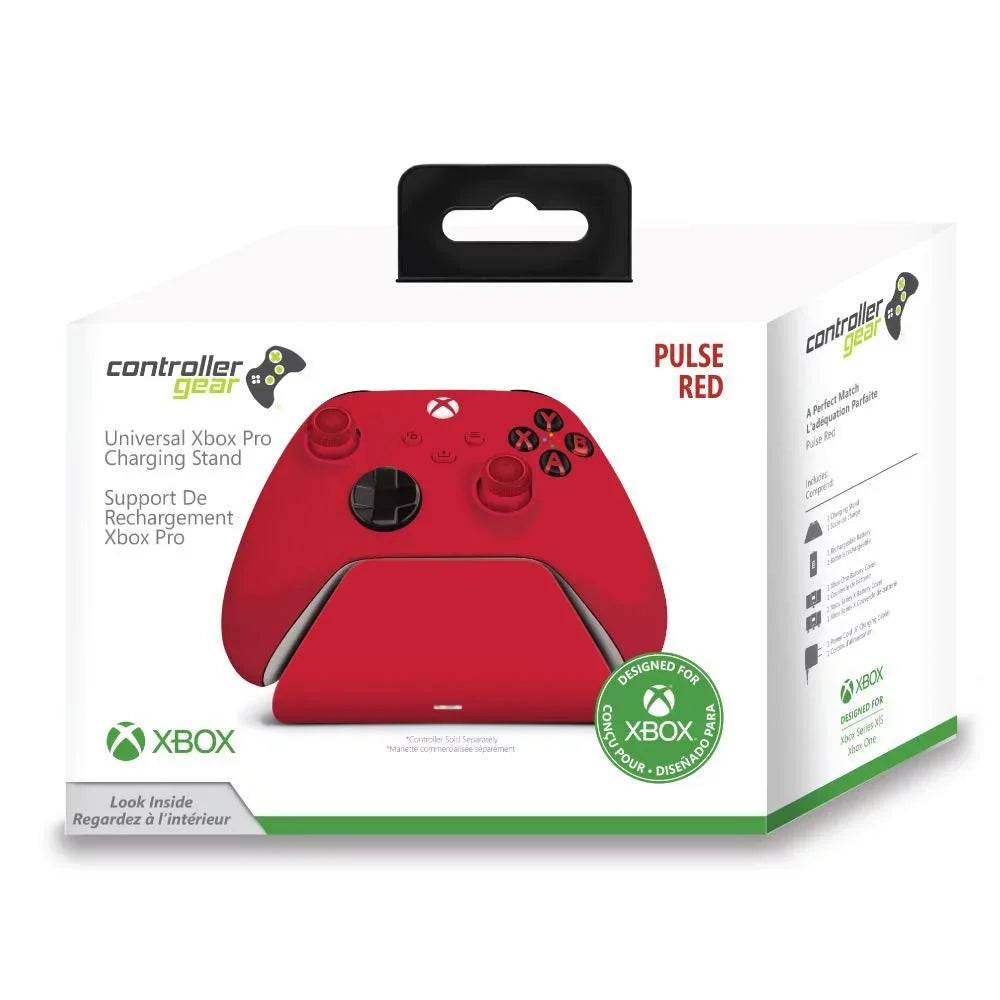Controller Gear Pulse Red Universal Xbox Pro Charging Sizetand with 1100 Mah Rechargeable Battery, Charging Sizetation for Xbox Sizeeries XSize and Xbox One