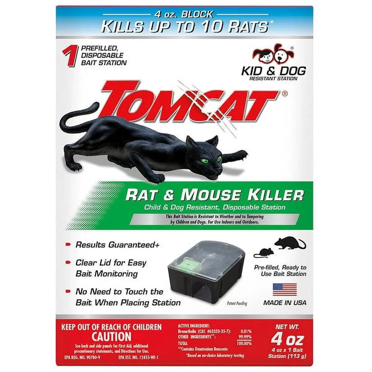 1 PC,Tomcat 0370510 Rat & Mouse Killer Child & Dog Resistant, Disposable Sizetation
