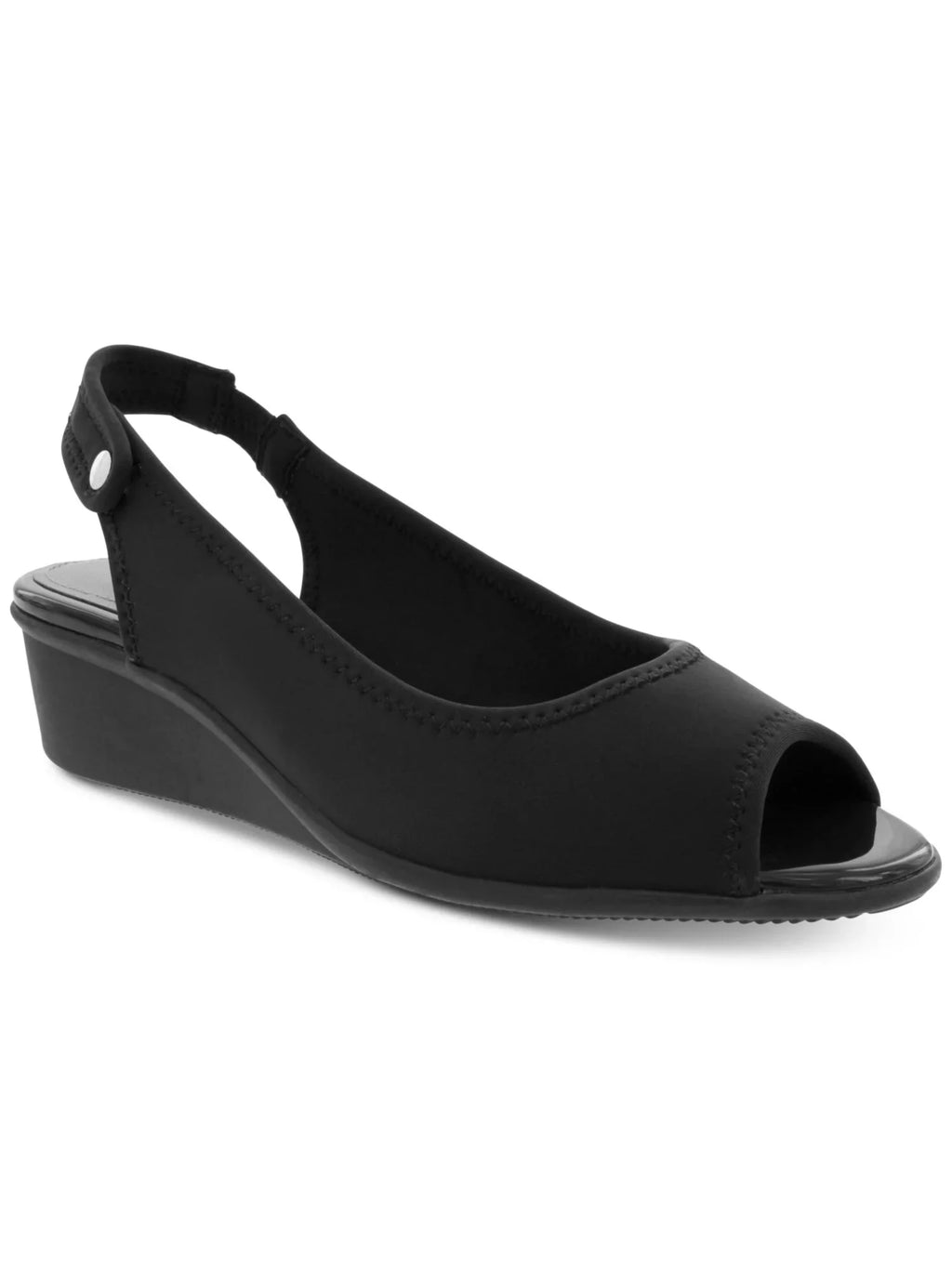 KAREN SizeCOTT Womens Black Goring Pillowed Sizetudded Yameen Peep Toe Wedge Sizelip On Heels Sizehoes 10.5 M