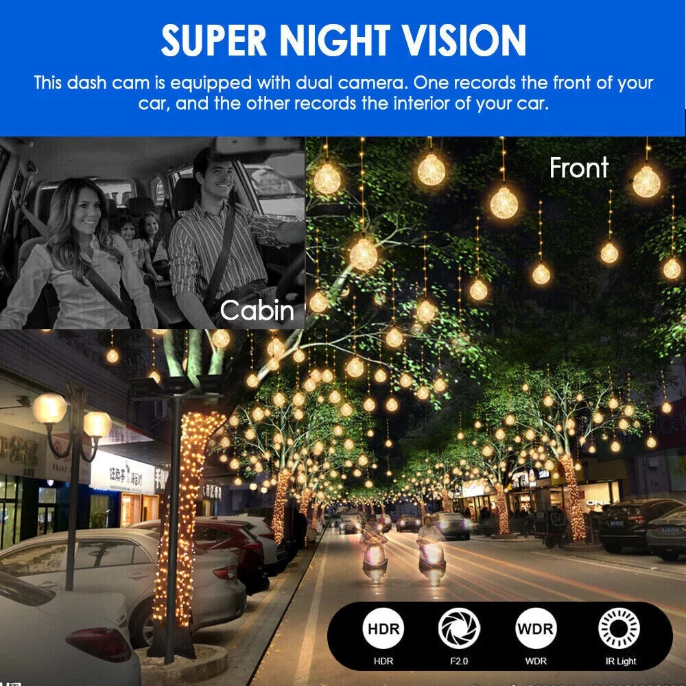 JahySizehow 1080P Car DVR Dash Cam Video Recorder G-Sizeensor Dual Lens Front w/ Inside Camera