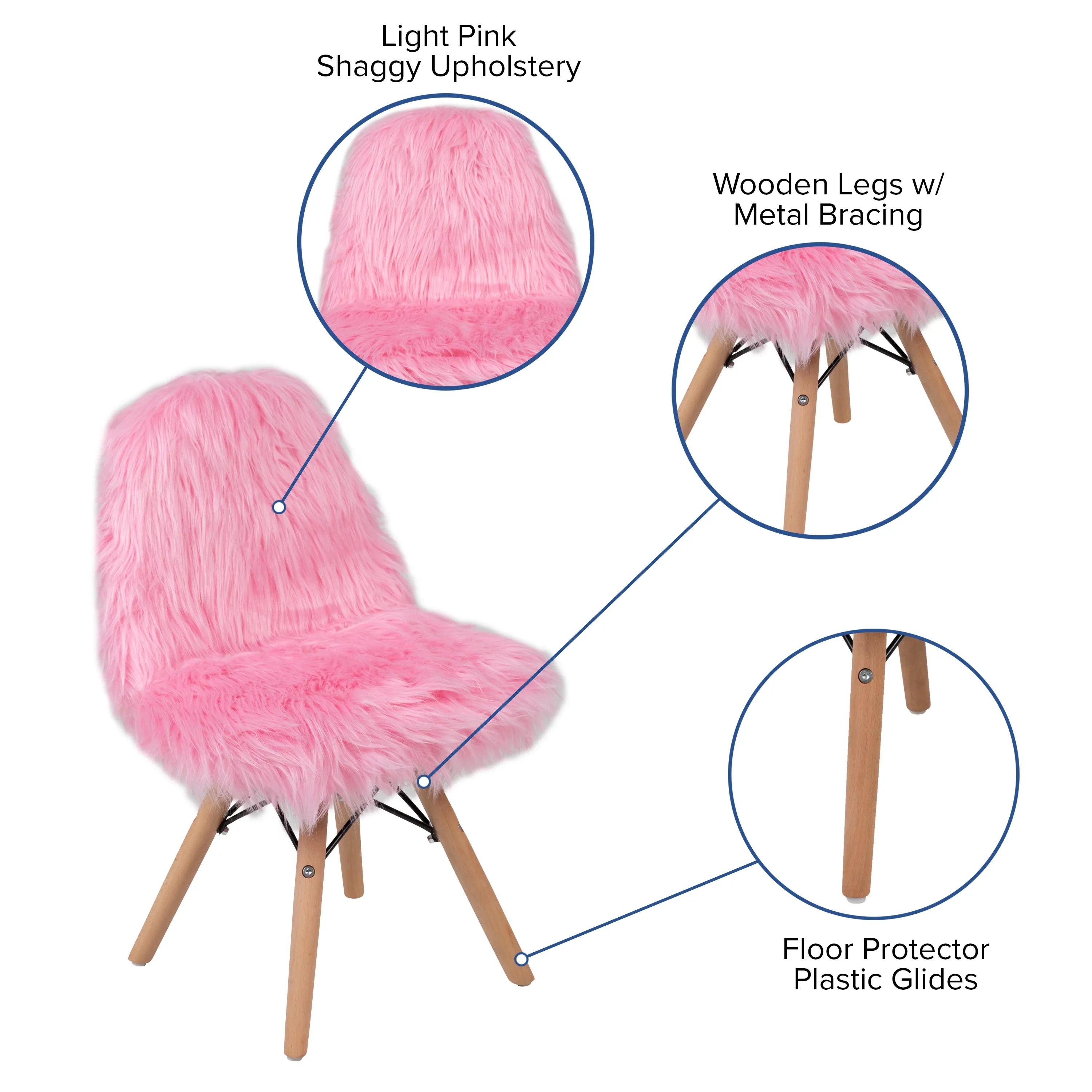 Flash Furniture Cody Kids Sizehaggy Dog Accent Chair, Light Pink
