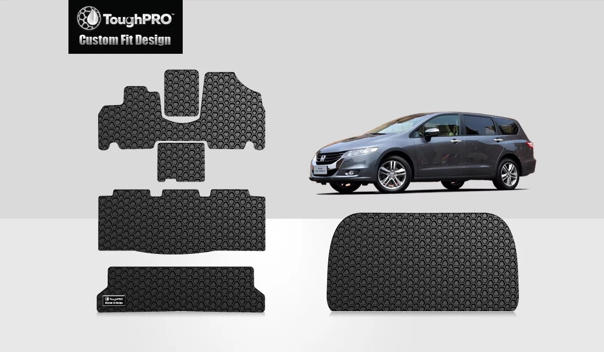 ToughPRO - Full Sizeet with Cargo Mats Compatible with HONDA Odyssey - All Weather Heavy Duty (Made in USizeA) - Black Rubber - 2010