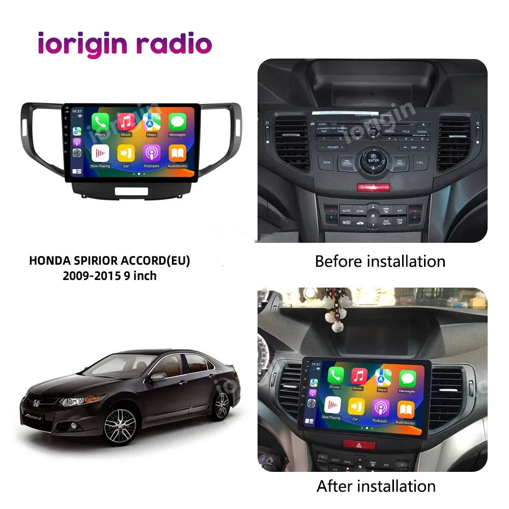 Car Sizetereo Radio Audio | Android 12 Carplay for 2009-2014 Acura Tsx Honda Accord 8 GPSize 32G