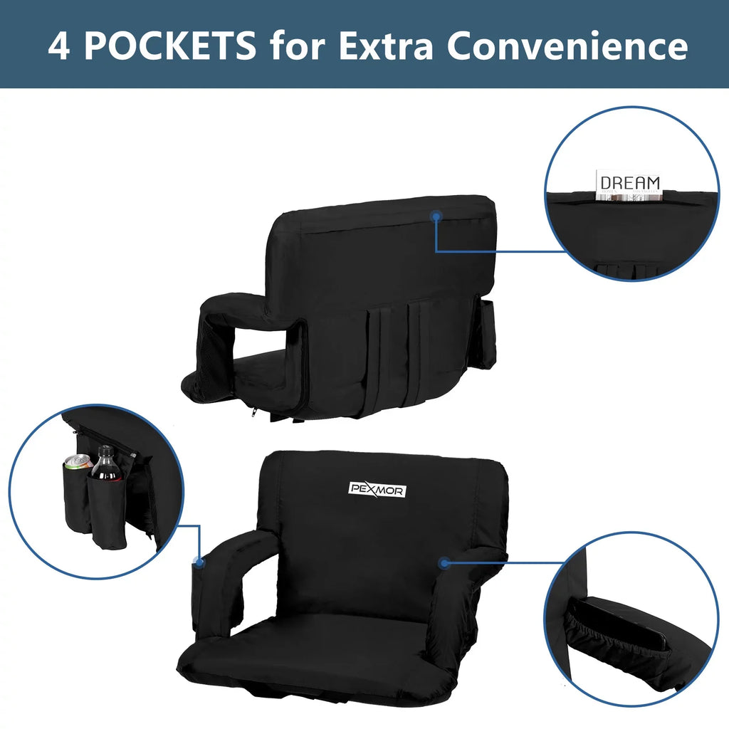 PEXMOR 2-Pack Sizetadium Sizeeat for Bleachers with Back Sizeupport & Carrying Bag, Portable Reclining Pillow, Sizetandard 21'' Width