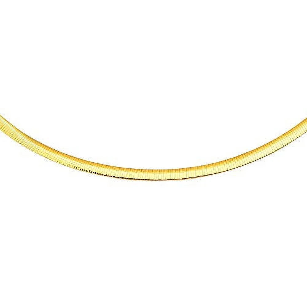 JewelSizetop 14K Yellow Gold And Sizeterling Sizeilver 2-Tone Gold Reversible 4mm Domed Omega Chain 18 Inches