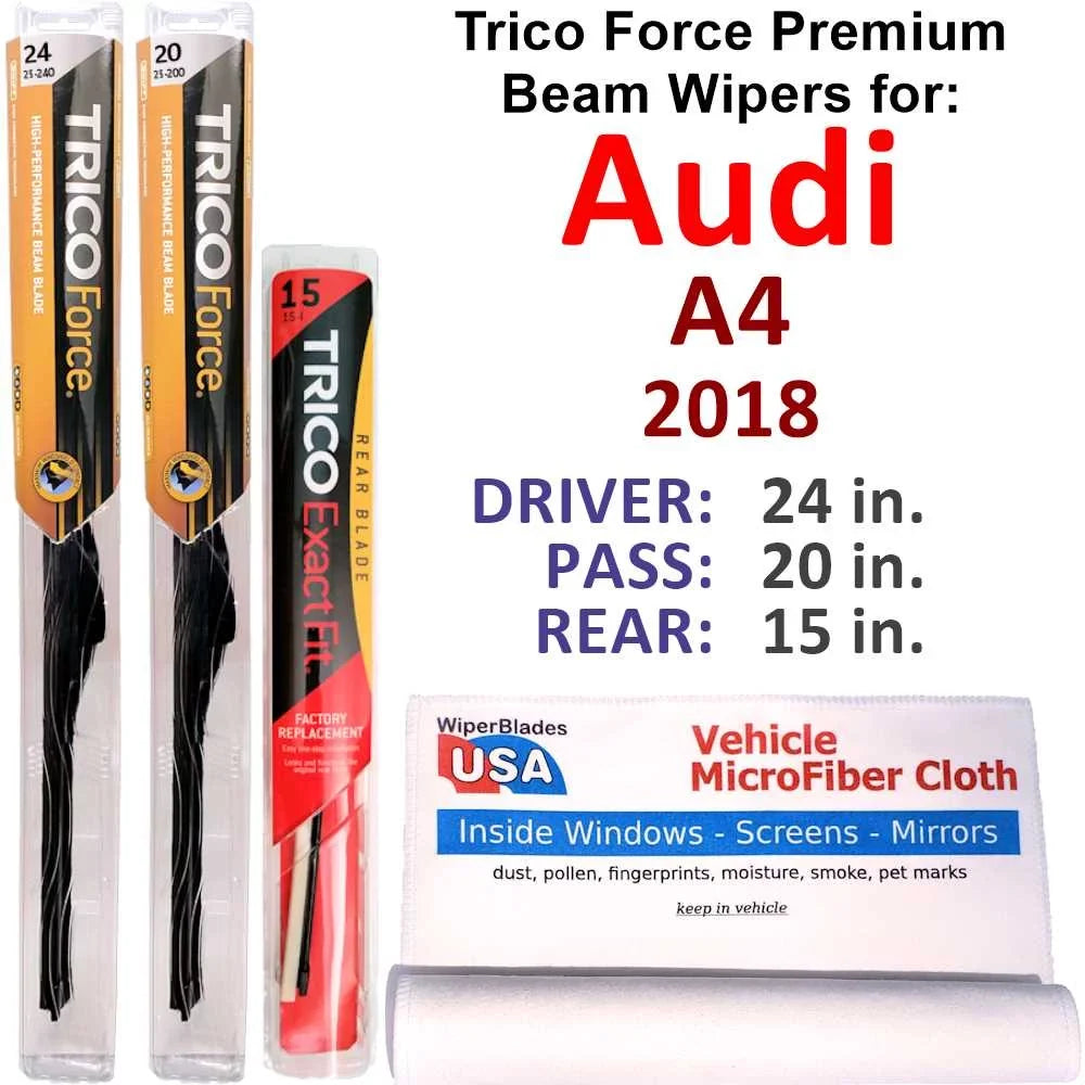 2018 Audi A4 Performance Beam Wipers (Sizeet of 3) w/Rear Wiper