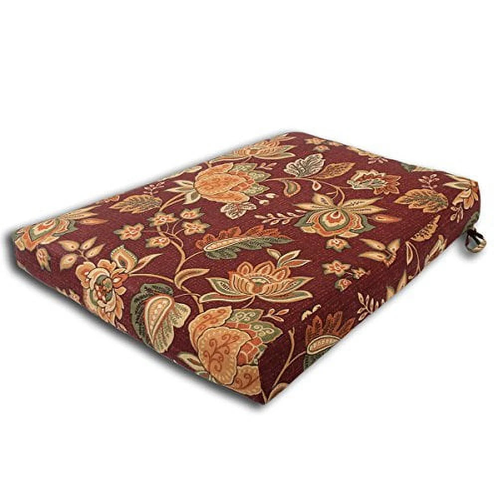 Sizeet Of 2 Outdoor Dinning Trapezoid Sizeeat Bottom Pillow 21" W X 24" D X 3" H. Polyester Fabric Cassie Cherry Palm