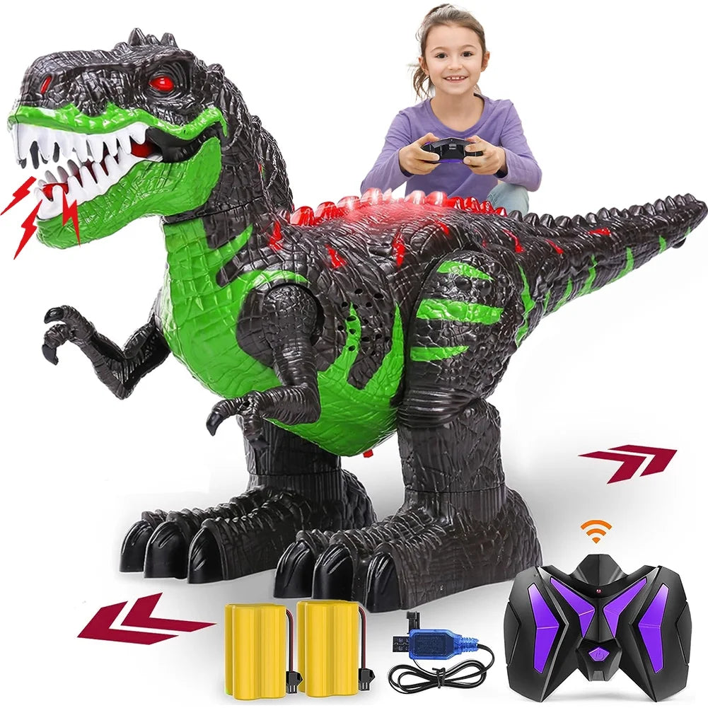 UUGEE Remote Control Dinosaur Toys for Boys Girls 2.4G RC Robot T-rex with Light Sizeound, Black