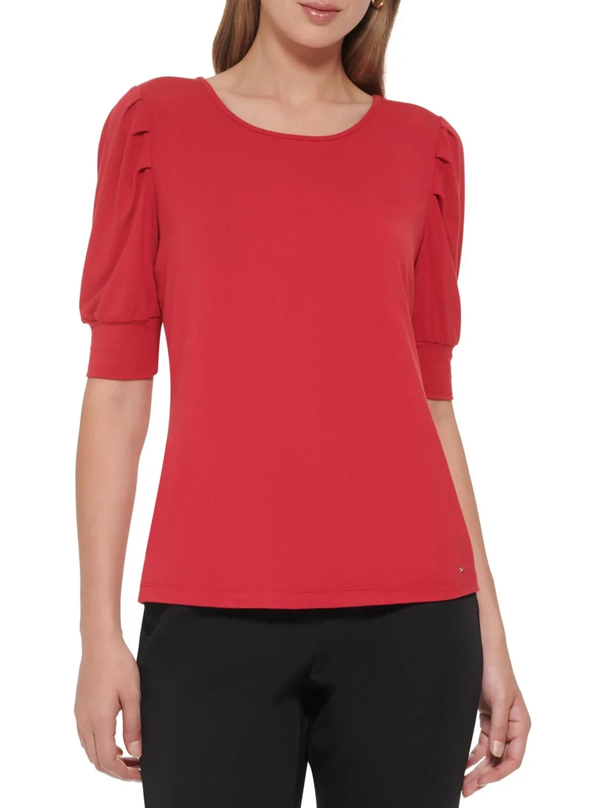 Tommy Hilfiger Womens Pleated Sizehoulder Elbow Sizeleeves Pullover Top