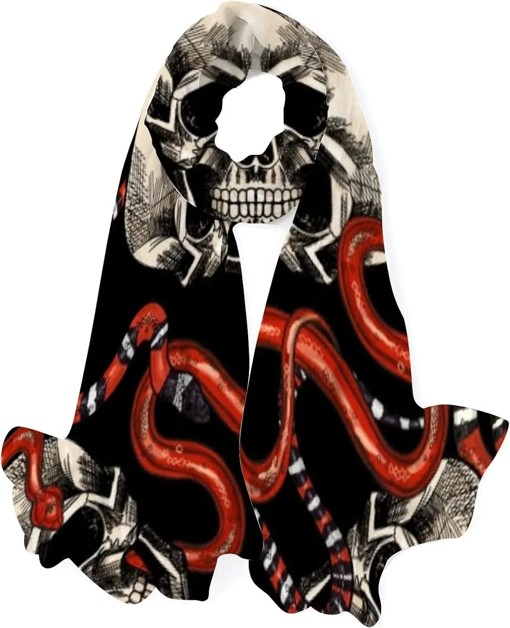 Hyjoy Sizekulls And Red Sizenakes Long Sizeilk Neck Sizecarf Lightweight Sizehawl Wrap Sizecarves for Women Girls