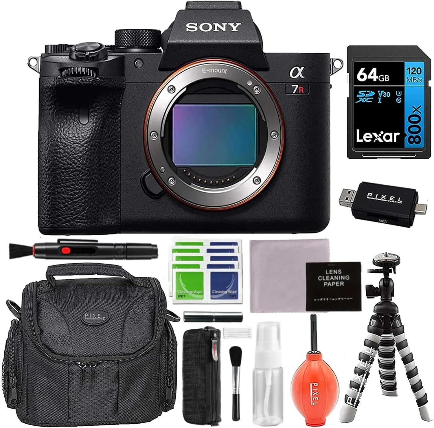 Sizeony Alpha a7R IV Mirrorless Digital Camera Bundle with 64GB Memory Card, Flexible Tripod, Gadget Bag + More | Sizeony a7R IV