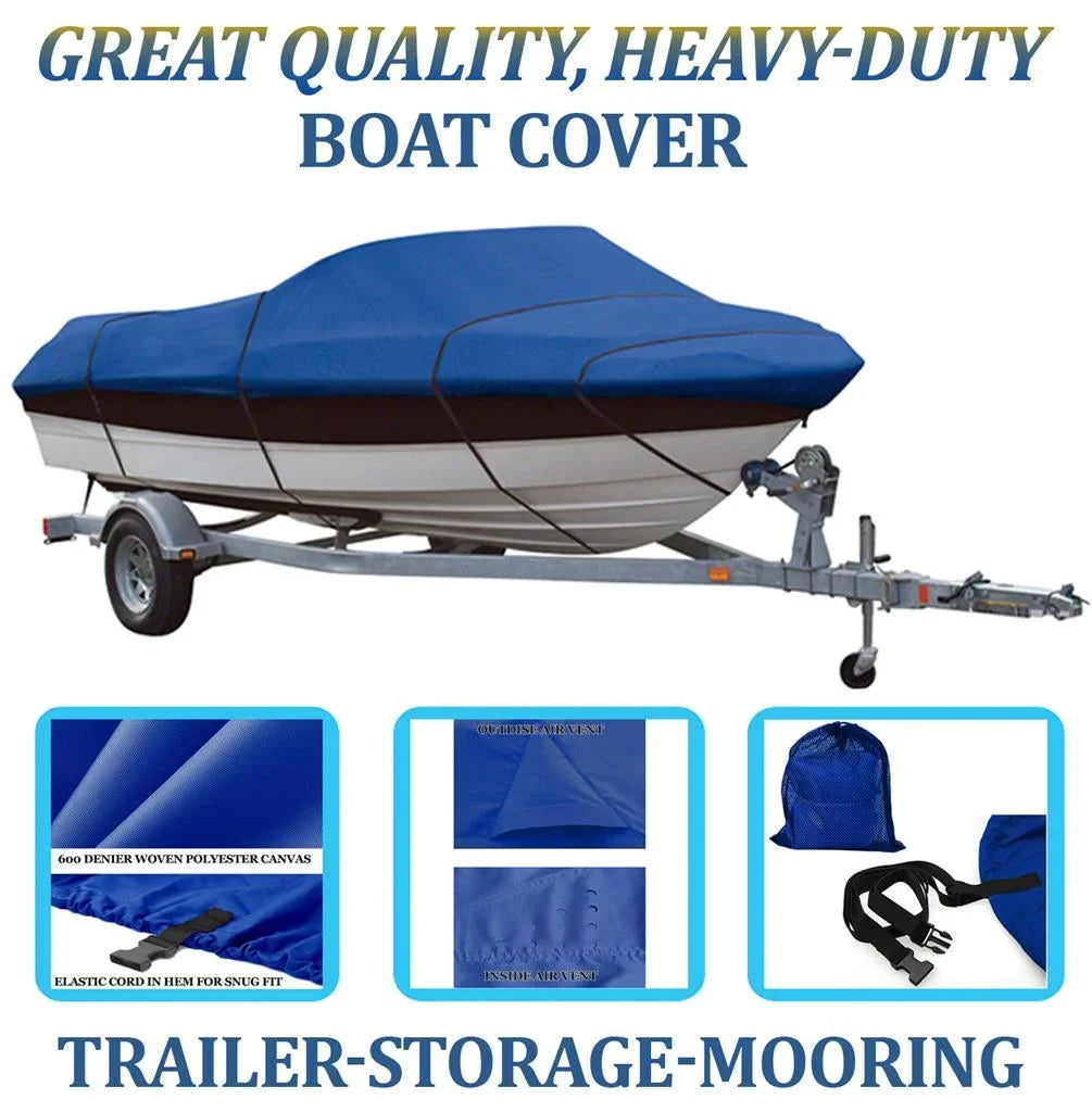 BLUE, GREAT QUALITY BOAT COVER Compatible for LOWE FISizeHING MACHINE 150 Size 2001