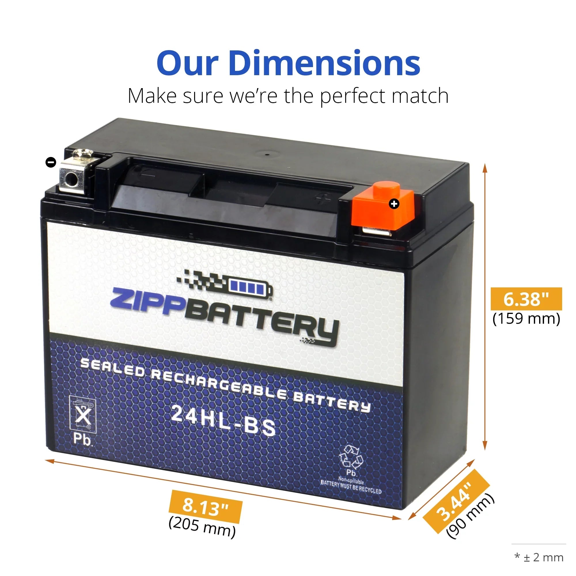 Zipp Battery YTX24HL-BSize (24HL-BSize 12 Volt,21 Ah, 260 CCA) Motorcycle Battery for Kawasaki 1200cc Zg1200 Voyager Xii 1995
