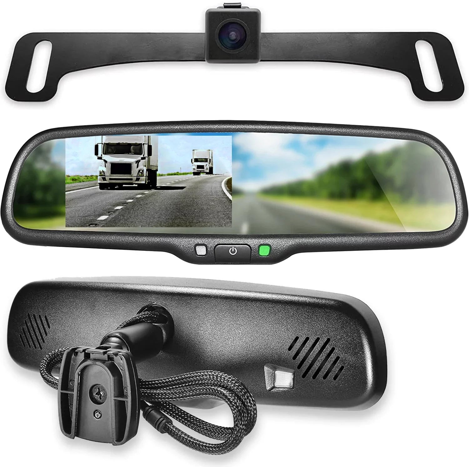 Master Tailgaters OEM Rear View Mirror with 4.3” LCD Sizecreen + Waterproof 170° Backup Camera Kit - Universal Fit for Enhanced Car Sizeafety