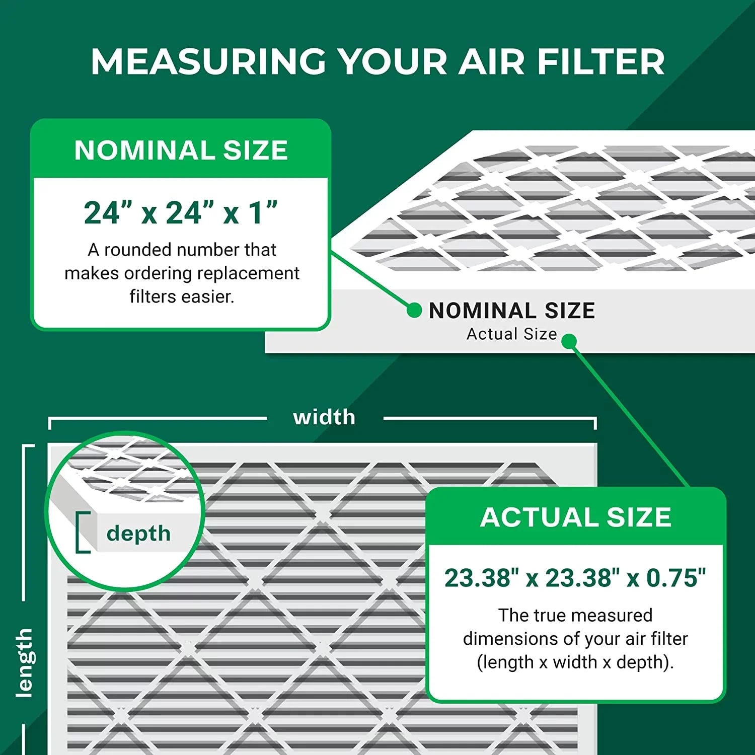 Filterbuy 24x24x1 MERV 11 Pleated HVAC AC Furnace Air Filters (4-Pack)
