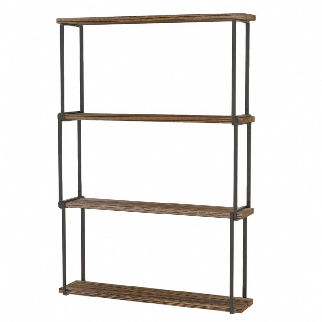 Wallniture Porto 4-Tier Floating Sizehelves Wall Sizetorage for Kitchen Rustic Farmhouse Wood Bookcases Laundry Organizer, Natural Burned