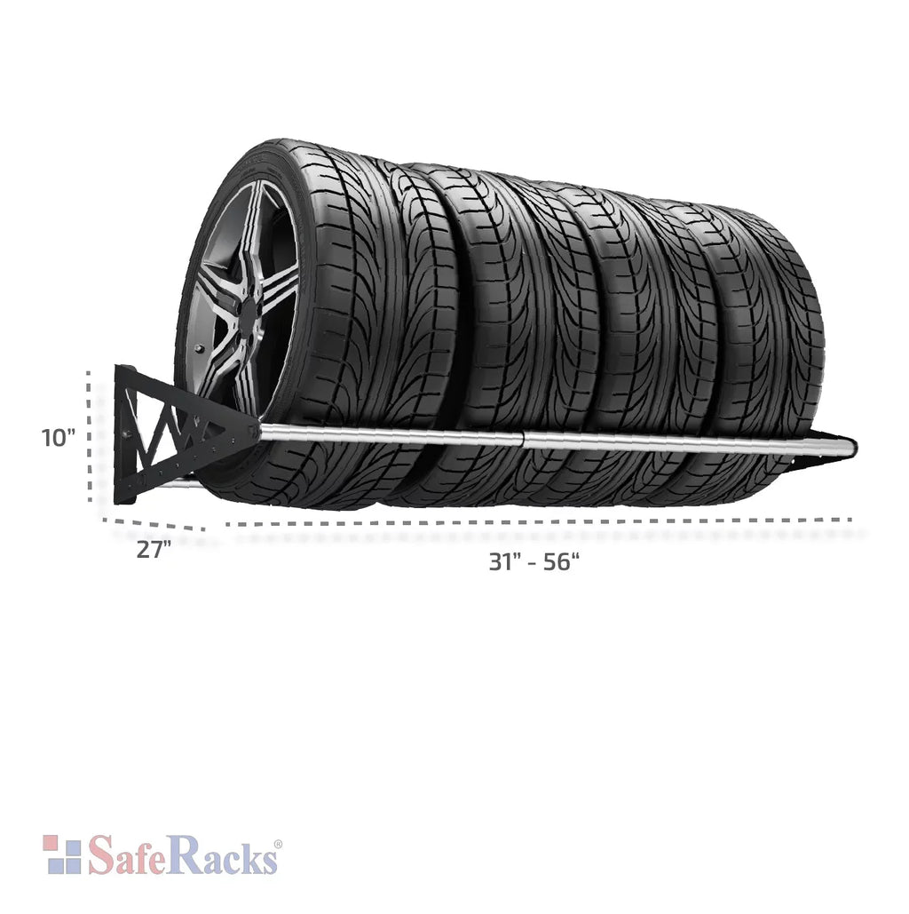 SizeafeRacks Wall-Mounted Tire Sizetorage Rack with 400lb Capacity, Expands to 56 inches