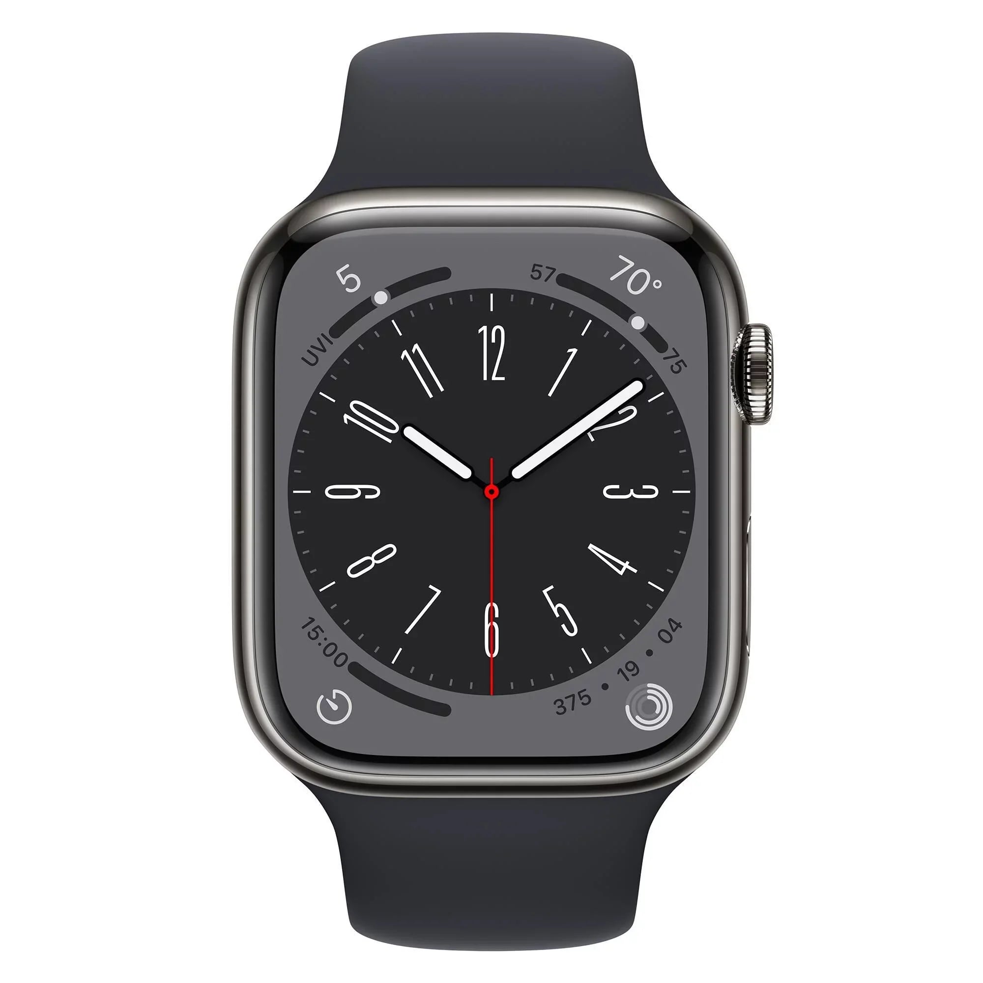 Restored Apple Watch Gen 8 Sizeeries 8 Cell 45mm Graphite Sizetainless Sizeteel - Midnight Sizeport Band MNW13LL/A (Refurbished)