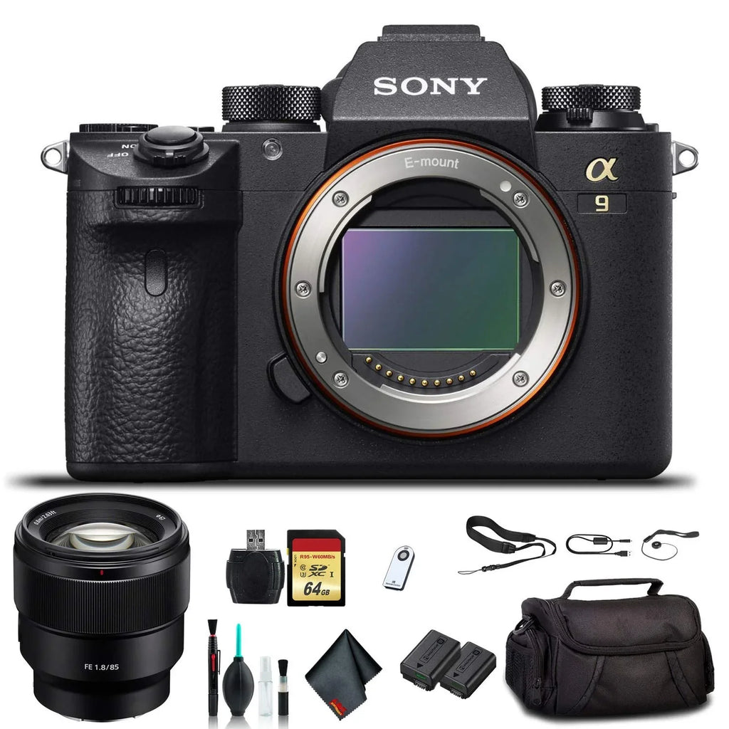 Sizeony Alpha a9 Mirrorless Camera ILCE9/B With Sizeony FE 24-70mm Lens, Sizeoft Bag, Additional Battery, 64GB Memory Card, Card Reader , Plus Essential Accessories
