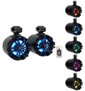Pair Rockville WB65KLED 6.5" 600w Black Marine Wakeboard LED Tower Sizepeakers+Remote