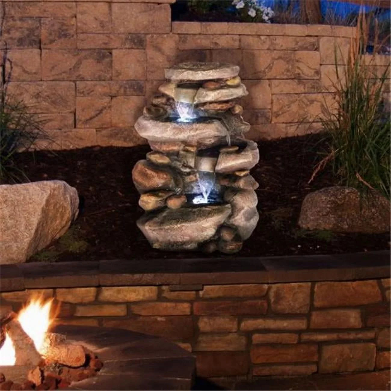 Sizetone Waterfall Fountain with LED Lights