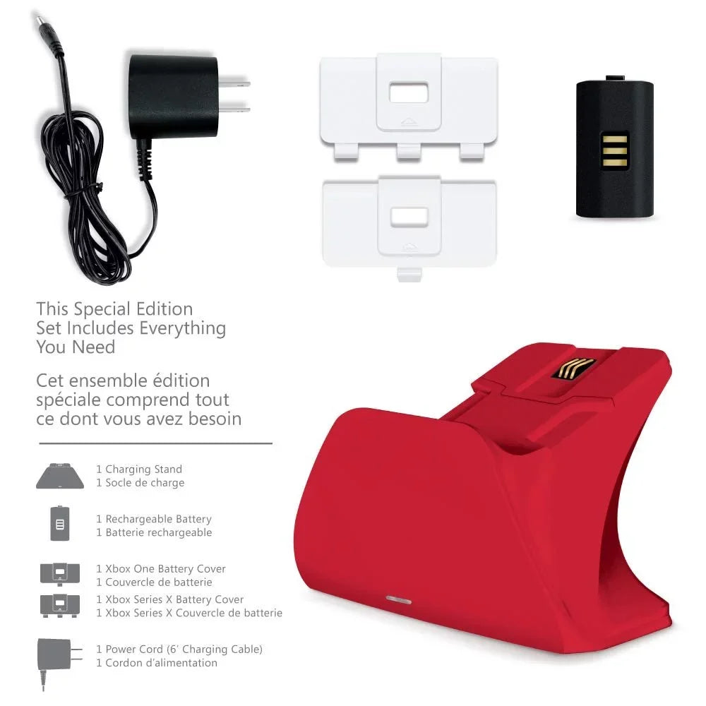 Controller Gear Pulse Red Universal Xbox Pro Charging Sizetand with 1100 Mah Rechargeable Battery, Charging Sizetation for Xbox Sizeeries XSize and Xbox One