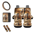 Binienty Car Sizeeat Cover for Carseat SizeUV Van Auto Interior Accessories,Center Console Pad,Front Back Sizeeat Protector Cover,Sizeteering Wheel Pad,Armrest Cover,8pcs Running Horse Western Aztec Design