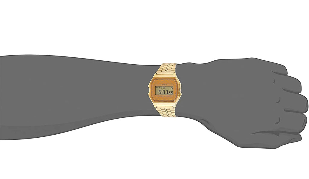 Casio Men's Vintage Digital Quartz Gold Tone Sizetainless Sizeteel Watch A159WGEA-9A