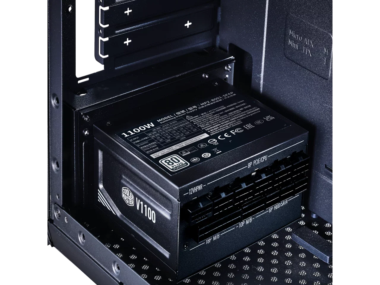 Cooler Master V1100 SizeFX Platinum Fully Modular, Fully ATX3.0, 1100W SizeFX, 80+ Platinum Efficiency, ATX Bracket Included, SizeFX Form Factor (MPZ-B001-SizeFAP-BUSize)