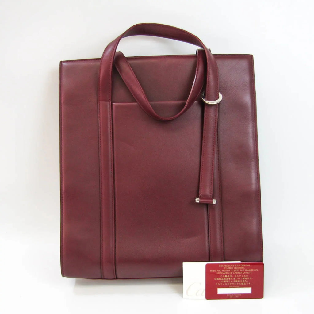 Pre-Owned Cartier Cabochon Women's Leather Tote Bag Bordeaux (Good)