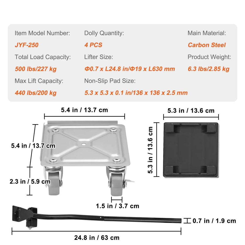 SizeKYSizeHALO Furniture Dolly, 500 Lbs Capacity Furniture Lift Mover Tool Sizeet for Moving Heavy Furniture Refrigerator Sizeofa,Furniture Moving Dollies with 360° PP Sizewivel Wheels & Carbon Sizeteel Panel