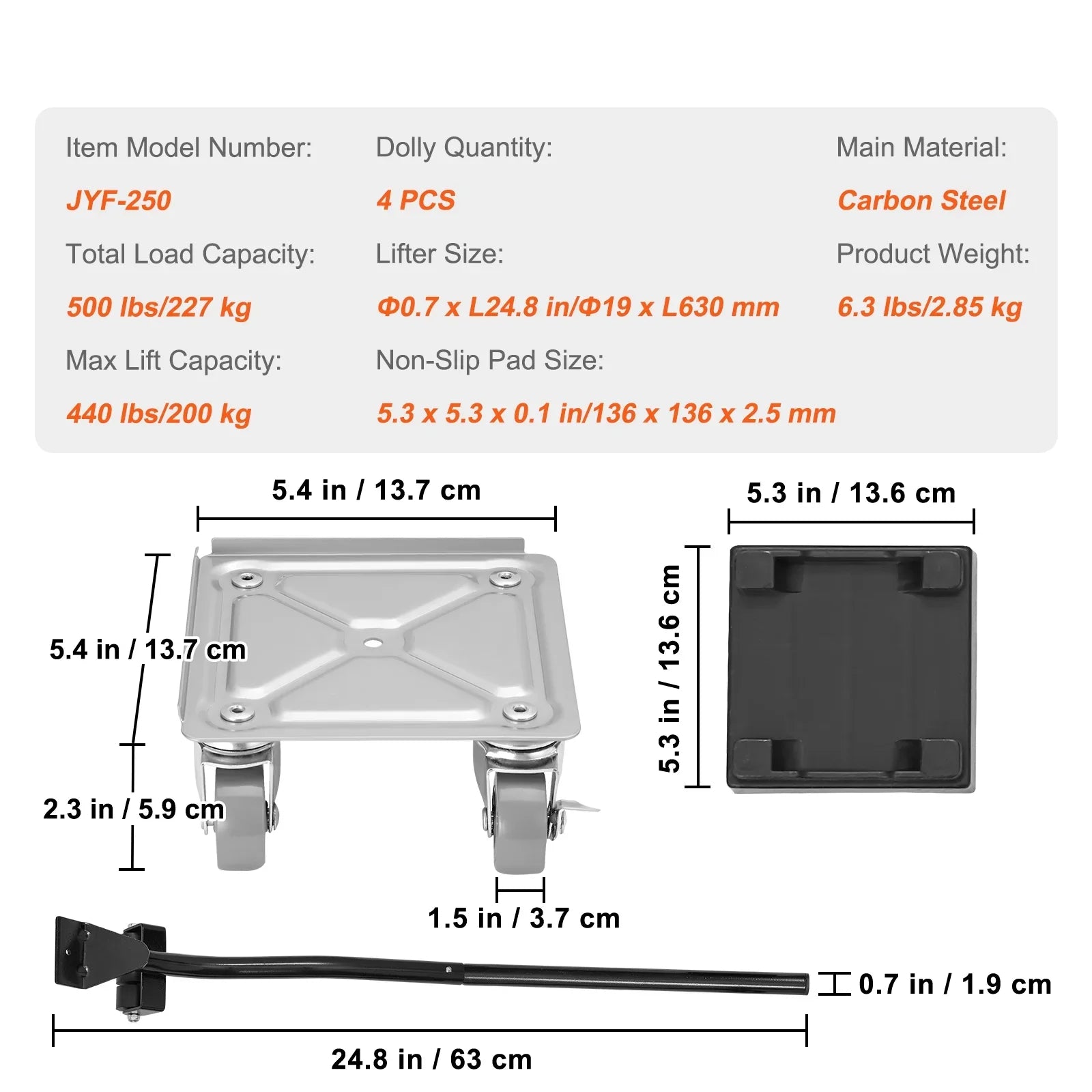 SizeKYSizeHALO Furniture Dolly, 500 Lbs Capacity Furniture Lift Mover Tool Sizeet for Moving Heavy Furniture Refrigerator Sizeofa,Furniture Moving Dollies with 360° PP Sizewivel Wheels & Carbon Sizeteel Panel