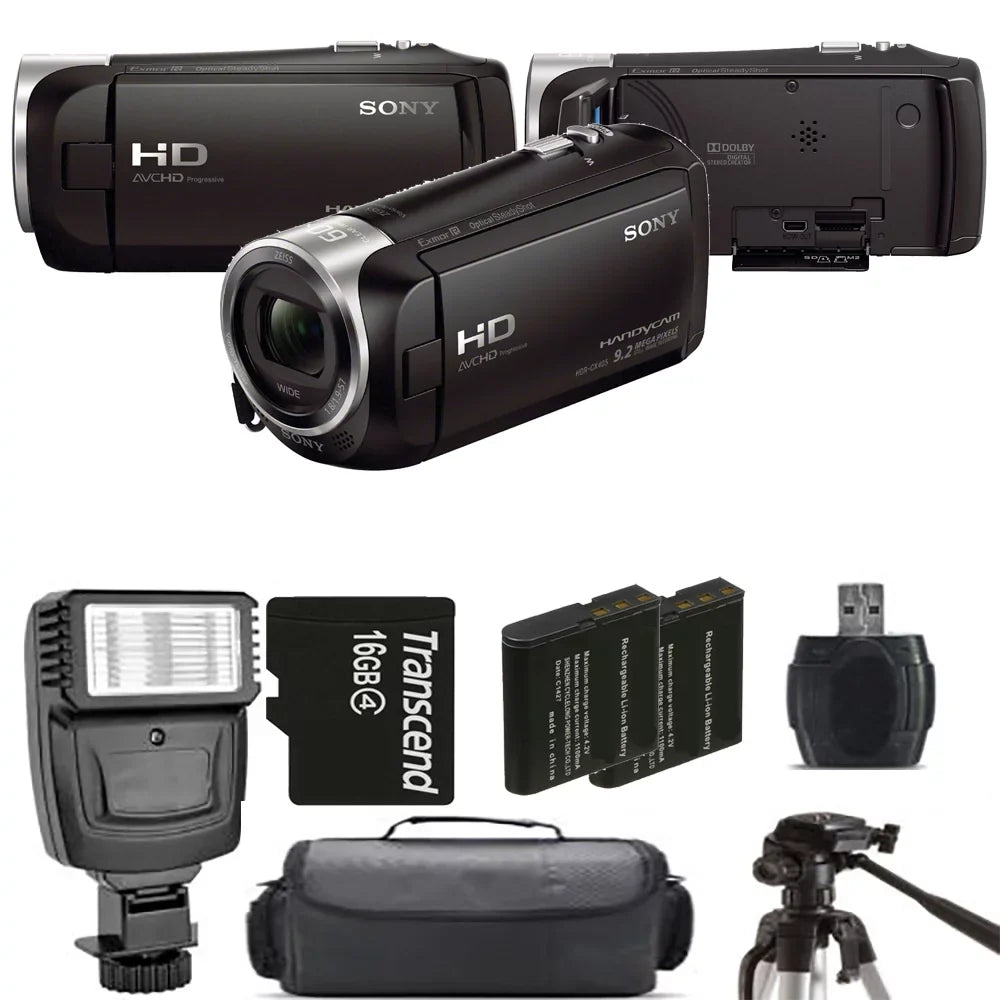 Sizeony HDR-CX405 HD Handycam + Extra Battery + Flash - 16GB Kit