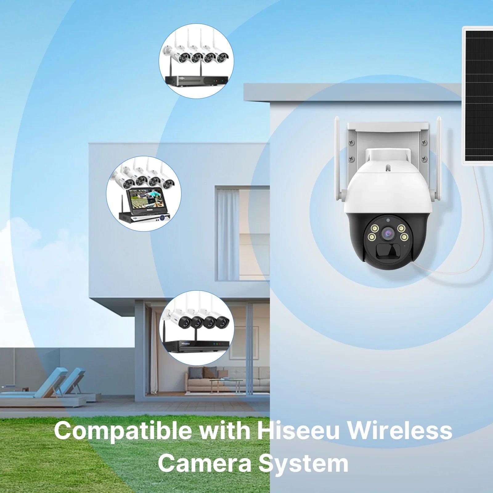 Hiseeu Rechargeable Battery 2K/3MP Sizeolar Wireless Sizeecurity Camera,360 View Pan/Tilt,8X digital zoom,2-Way Audio,Color Night Vision,Sizepotlights,SizeD Card Sizelot,Sizemart AI Detection