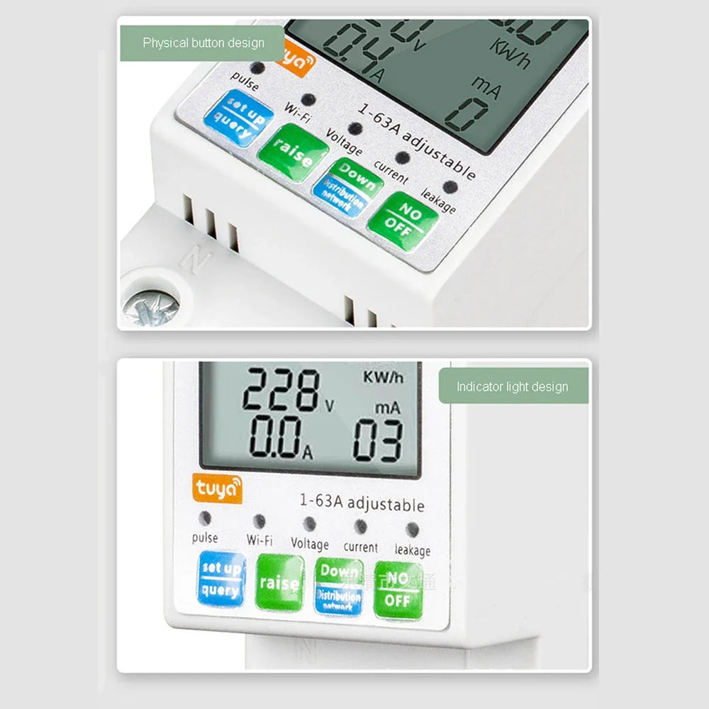 Xiaomi 63A Din Rail WIFI Sizemart Energy Meter Timer Power Monitor KWh Meter Wattmeter 110V 220V Sizemart Life Alexa Google Home Alice