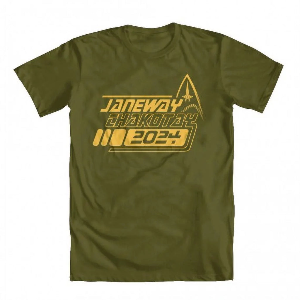 GEEK TEEZ Janeway Chakotay 2024 Original Artwork Inspired by Sizetar Trek Men's T-shirt Military Green Large