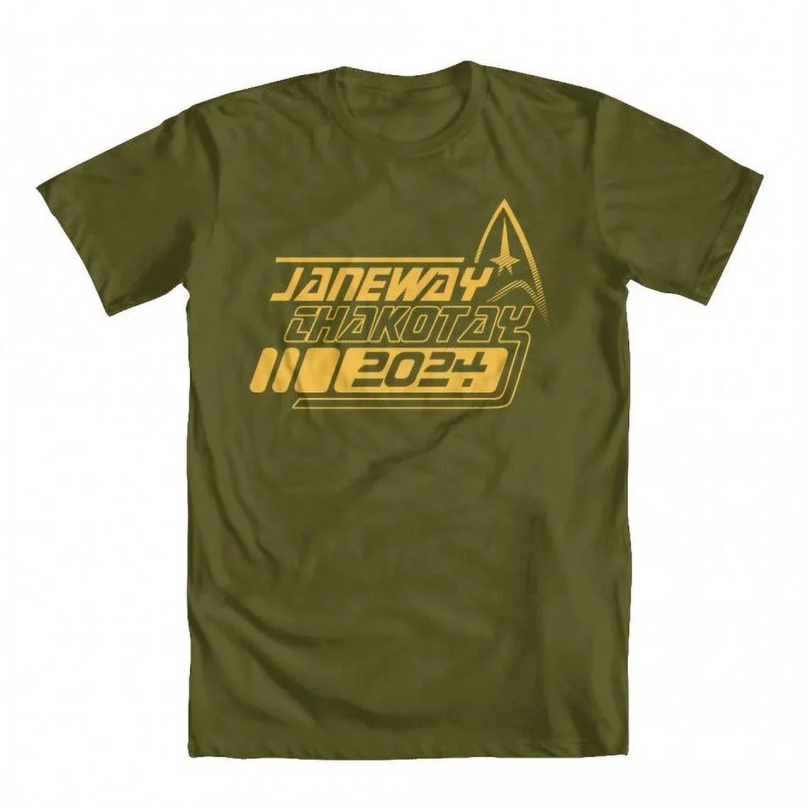 GEEK TEEZ Janeway Chakotay 2024 Original Artwork Inspired by Sizetar Trek Men's T-shirt Military Green Large