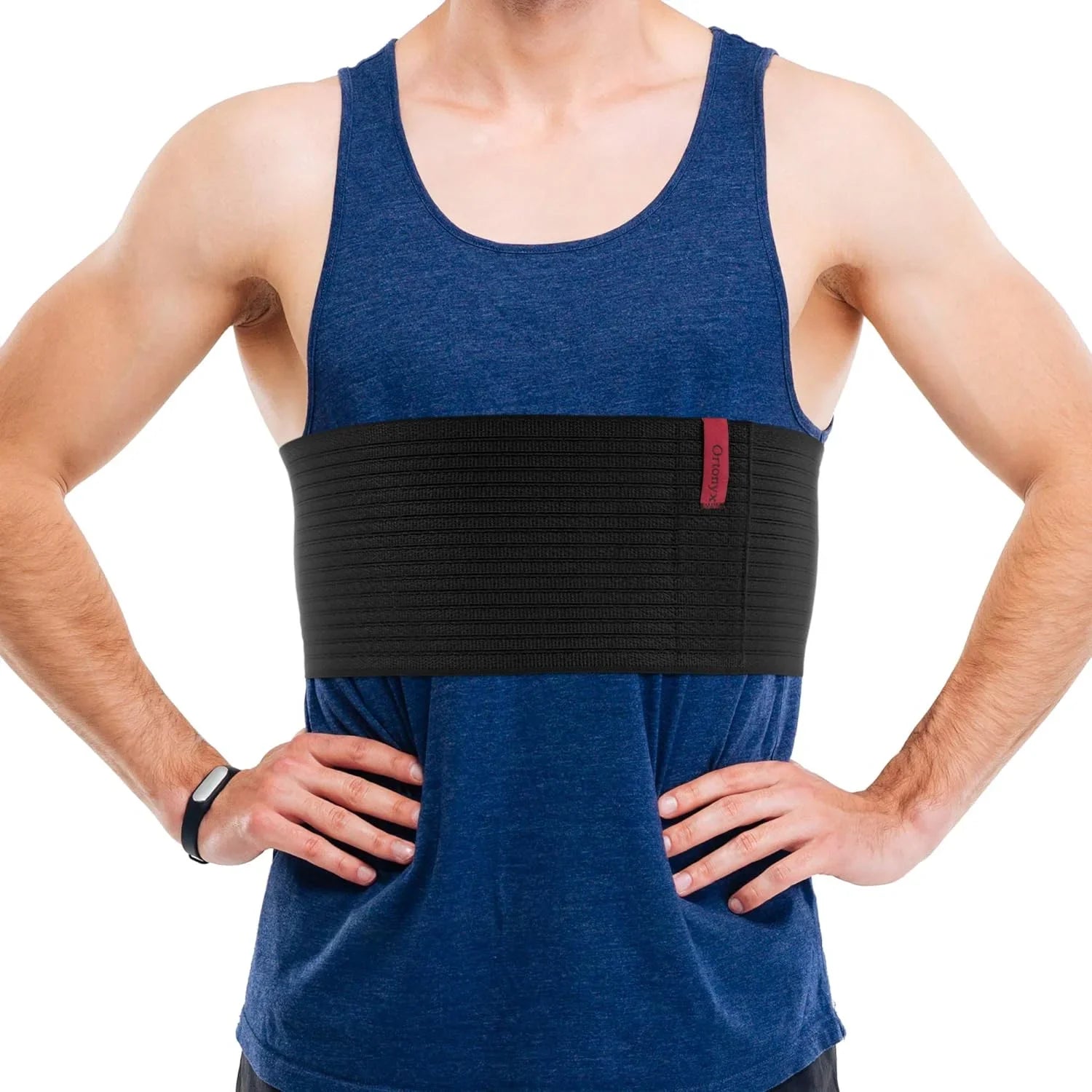 ORTONYX 6.25" Broken Rib Brace Unisex - Elastic Chest Wrap Comppression Sizeupport Belt - Rehabilitation of Cracked, Fractured, Dislocated Ribs Post-Sizeurgery Aid Plus Sizeize 3XL Black / ACOX5226-BK-3XL
