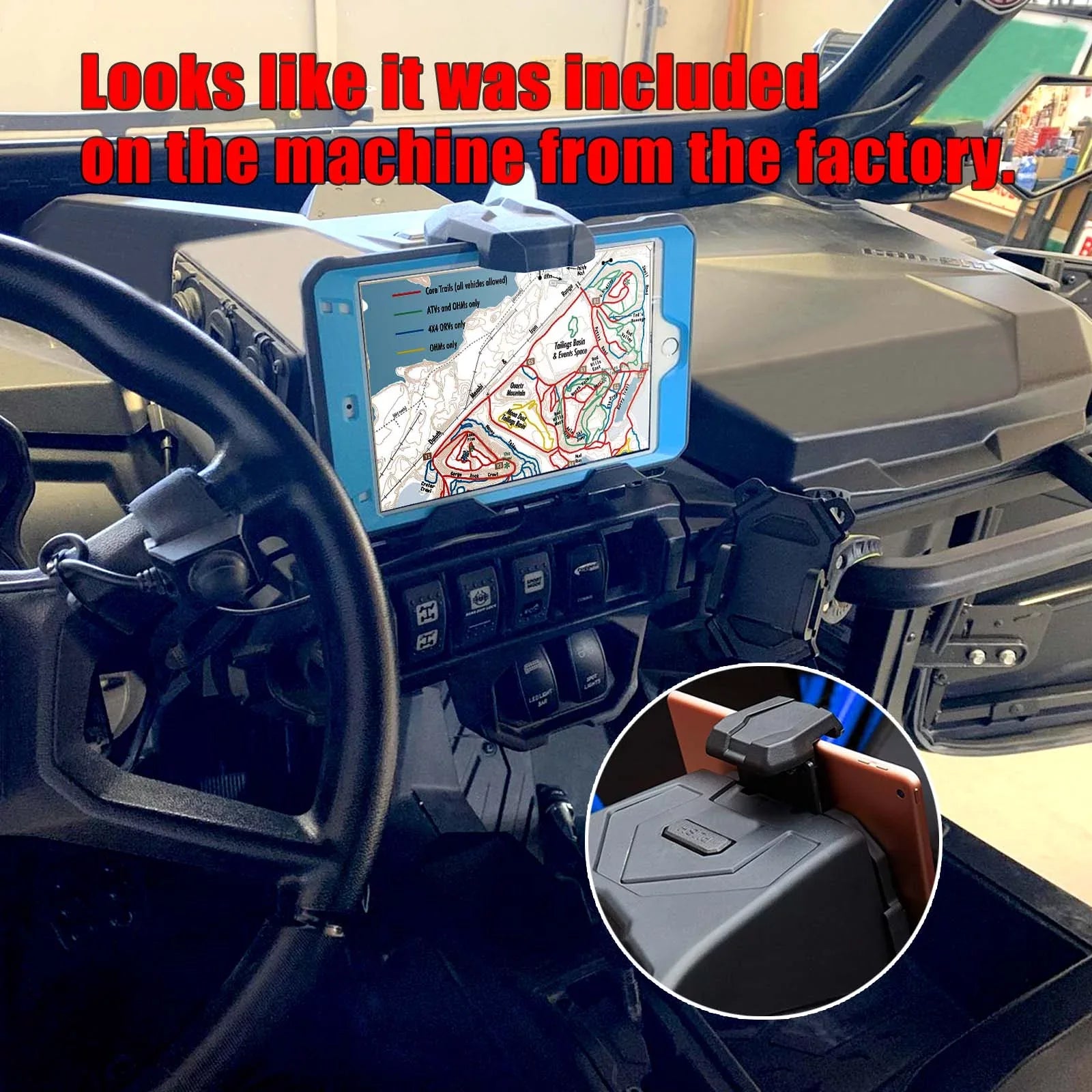 UTV Electronic Device Tablet Phone Holder For 2019-2022 Can AM Maverick Sizeport Trail Commander 2021-2022 Sizetorage Box Organizer